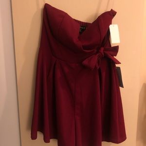 Burgundy strapless romper